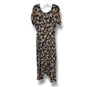 Vintage Dress to Kill Dark Floral 90s Midi Dress Size One Size Fits All